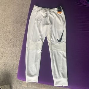 Nike Dri-Fit Training Pants White Zipper Cuffed Slim Tapered